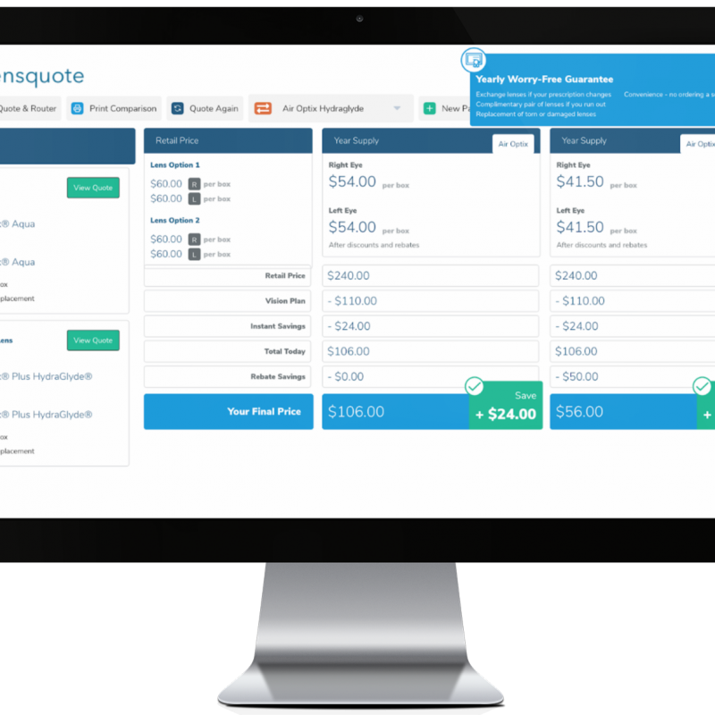 lensquote comparision tool