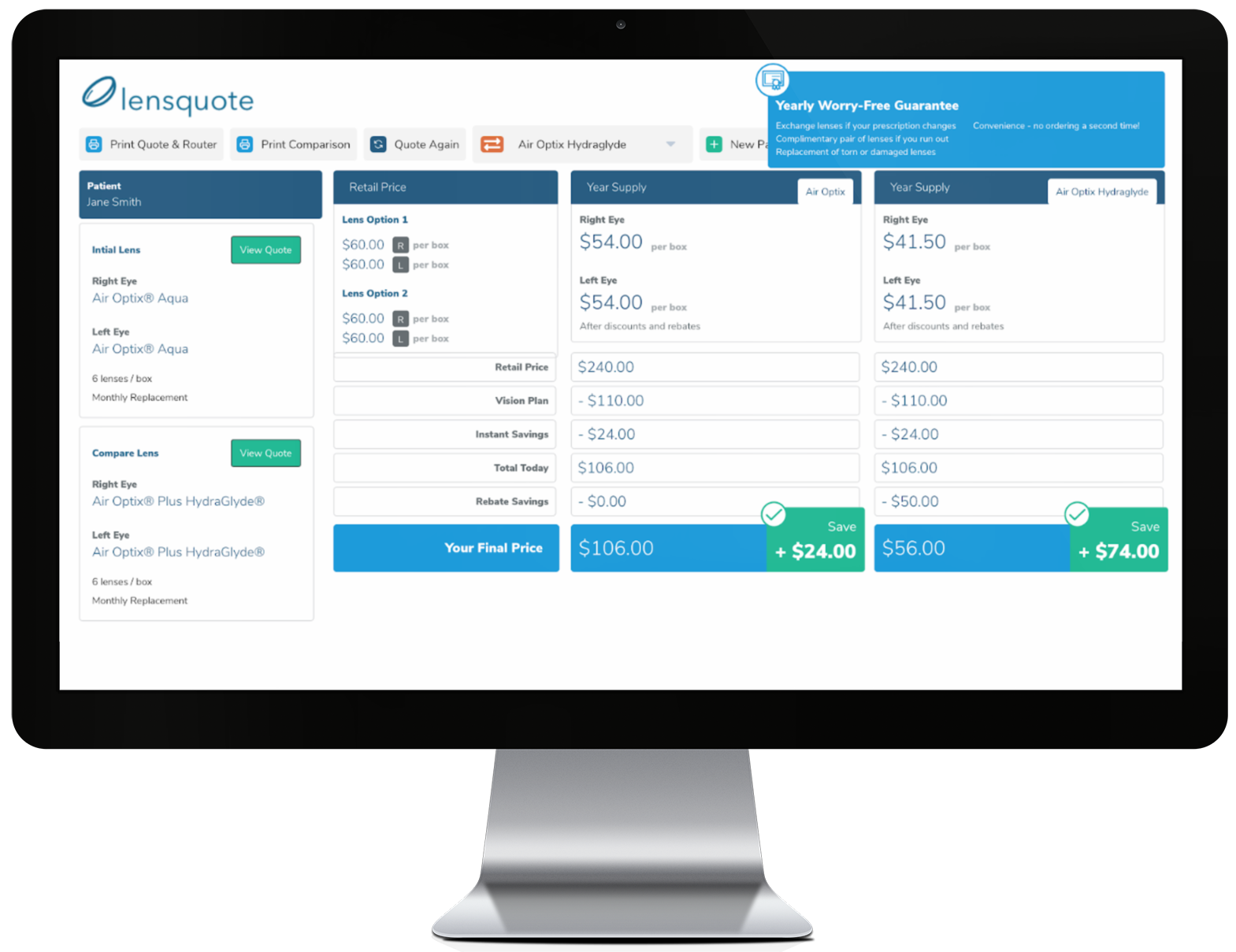 lensquote comparision tool